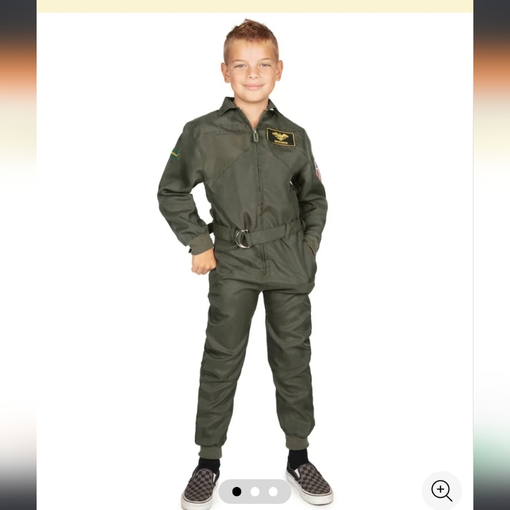 NWT Tipsy Elves Kids Youth Fighter Pilot Costume Army Green XL